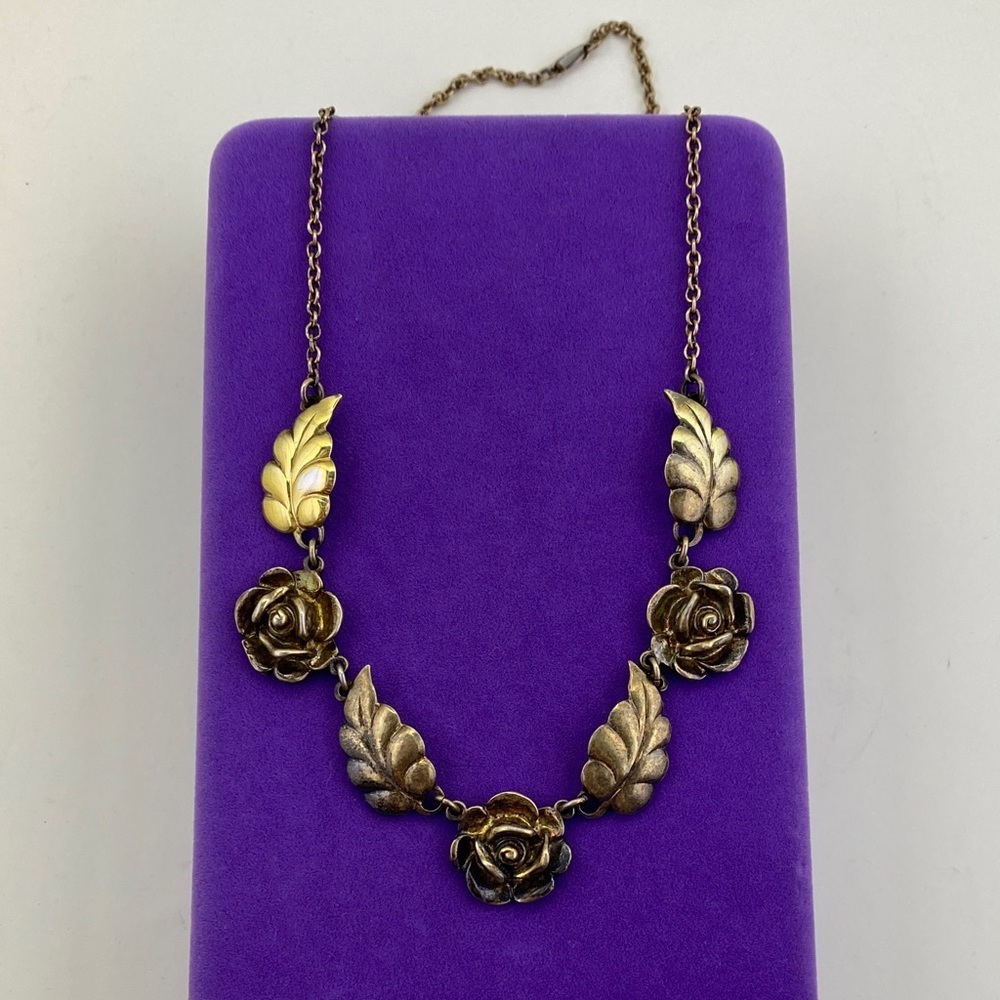 💛 Vintage Gold Plated Floral Rose Necklace | Botanical Romantic Grandmacore